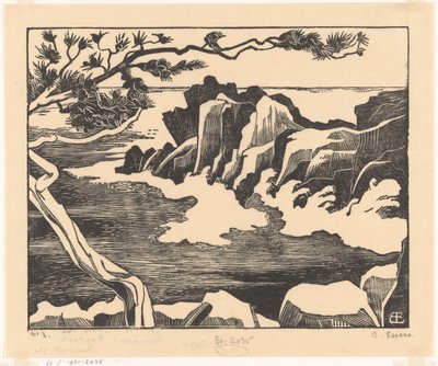 Rotskust bij Saint-Raphaël door Bernard Essers (signed by artist)