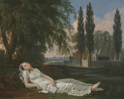 Vrouw die Slaapt in een Landschap met een Brief door Bernard Gaillot