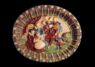 Schotel die Hendrik IV en zijn familie voorstelt. Keramiek in geglazuurd aardewerk door Bernard Palissy (1510-1589) door Bernard Palissy