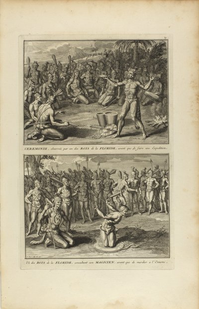 Ceremonie, waargenomen door een van de koningen van Florida... door Bernard Picart
