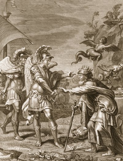 Phineus wordt bevrijd van de Harpijen door Calais en Zethes, 1731 door Bernard Picart