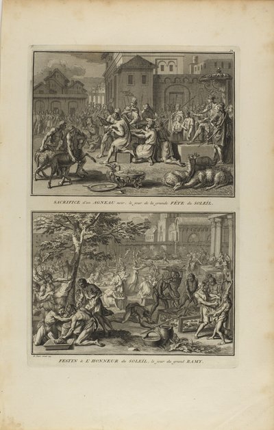 Offer van een zwart lam ... Feest ter ere van de zon door Bernard Picart