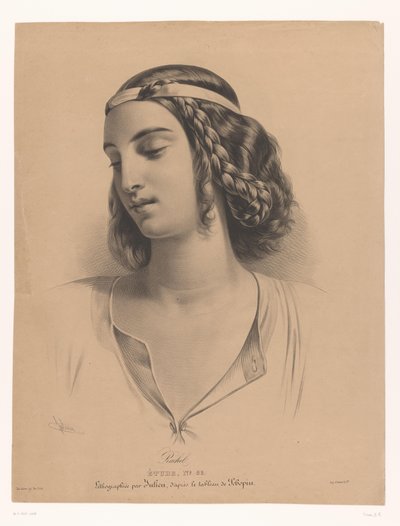 Portret van de actrice Mademoiselle Rachel (Élisabeth Rachel Félix) door Bernard Romain Julien