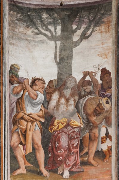 Detail van Het Martelaarschap van Sint-Catharina (fresco) door Bernardino Lanino