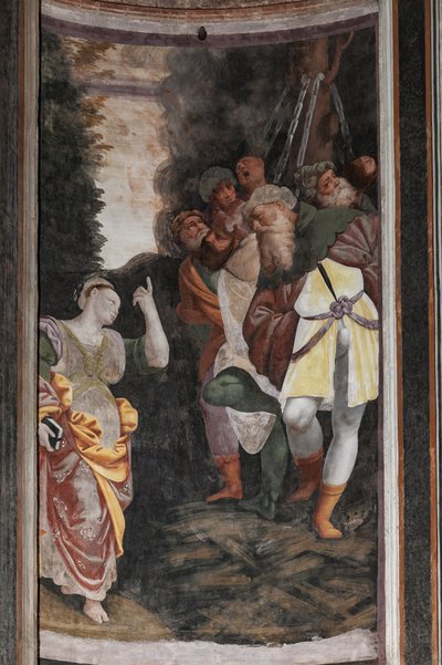 Detail van de Martelaarschap van Sint-Catharina door Bernardino Lanino