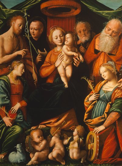 Madonna met Kind en Heiligen door Bernardino Lanino