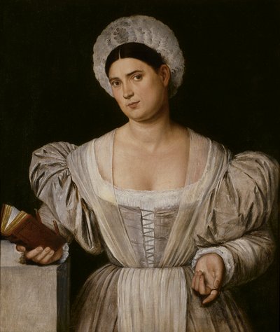 Portret van een vrouw (Agnese, de schoonzus van de schilder) door Bernardino Licinio