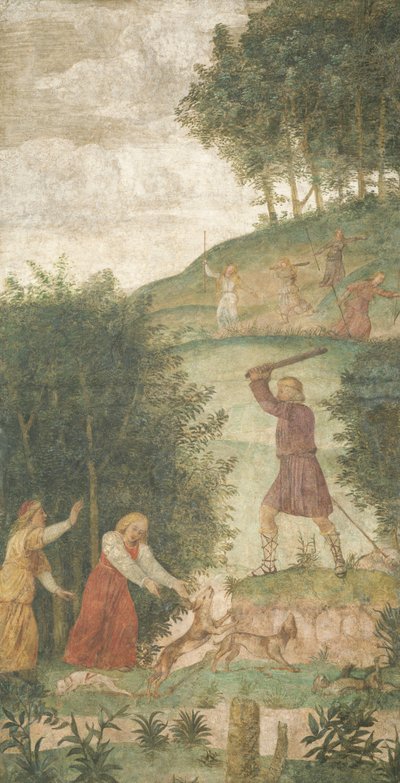 Cephalus gestraft bij de jacht, ca. 1520-1522 (fresco) door Bernardino Luini