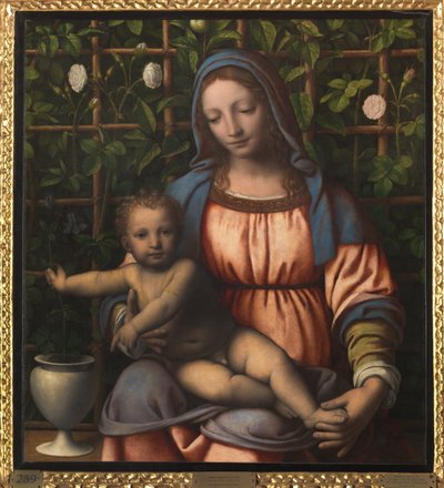 Madonna en Kind (Madonna del Roseto) door Bernardino Luini