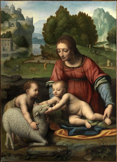 De Maagd en het Kind met de jonge Sint Jan door Bernardino Luini