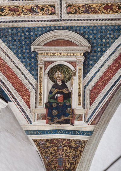 St. Augustinus van Hippo, detail van de Kerkleraren (fresco) door Bernardino di Betto Pinturicchio
