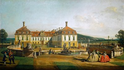 Het keizerlijke Lustslot Schlosshof, Ehrenhofzijde door Bernardo Bellotto