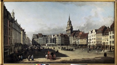 De oude markt in Dresden door Bernardo Bellotto