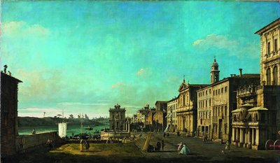 Uitzicht op Via di Ripetta in Rome door Bernardo Bellotto