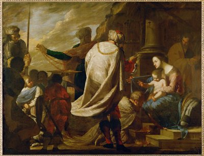De aanbidding van de Wijzen ... (schilderij op doek) door Bernardo Cavallino