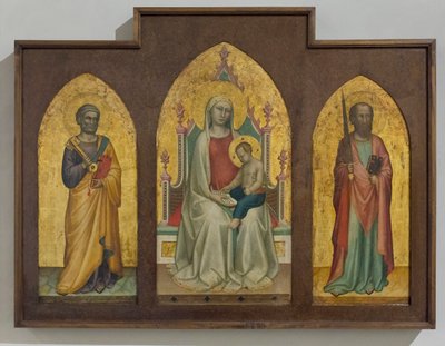 Madonna met kind lezend: st. Petrus en Paulus door Bernardo Daddi