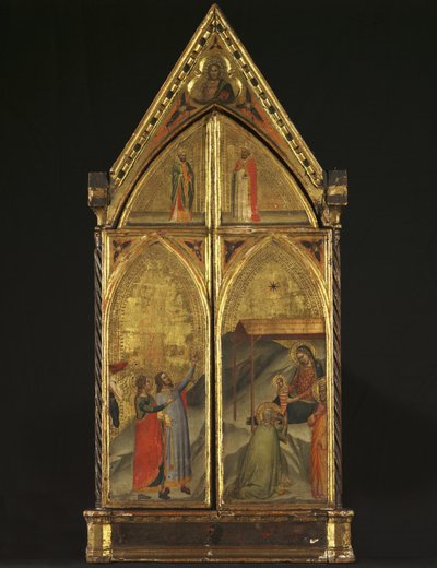Drieluik - De Maagd en Kind op de Troon met Heiligen, 1338 door Bernardo Daddi