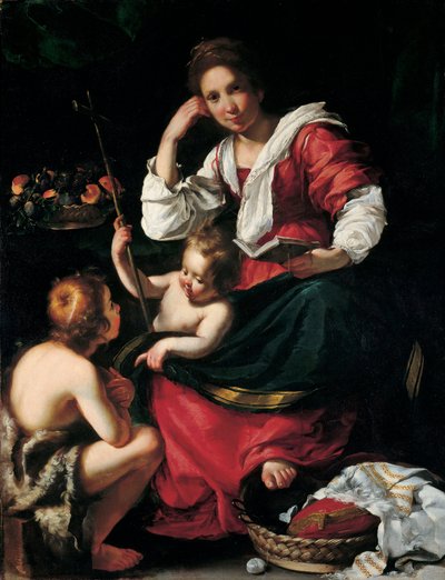 Madonna en kind met Johannes door Bernardo Strozzi