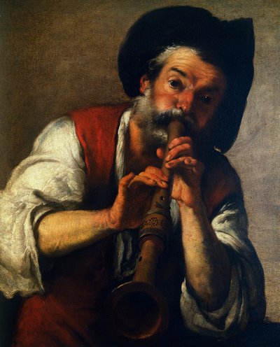 Piper, door Bernardo Strozzi, olieverf op doek, Italië door Bernardo Strozzi