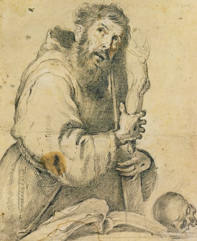 Sint Franciscus met een Kruisbeeld in Zijn Armen door Bernardo Strozzi