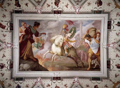 De dood van Marcus Curtius, Villa Centurione, Sampierdarena, 1613-15 door Bernardo Strozzi