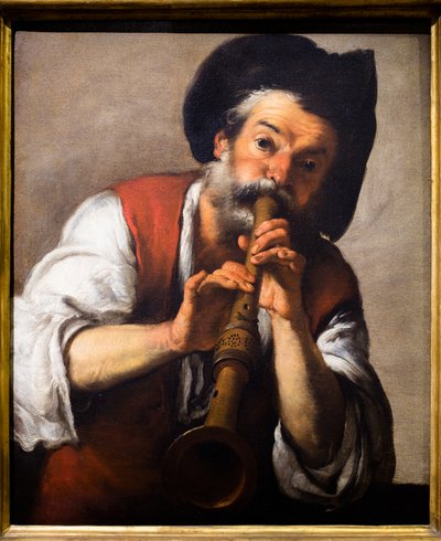 De doedelzakspeler, ca. 1624-1625 (Olieverf op doek) door Bernardo Strozzi