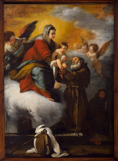 De Maagd geeft het Kind Jezus aan de Zalige Felice van Cantalice door Bernardo Strozzi