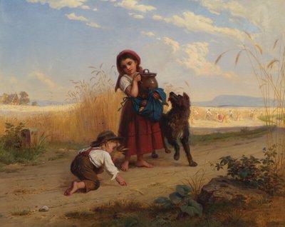 Kinderen op weg naar het oogstveld door Bernhard Reinhold