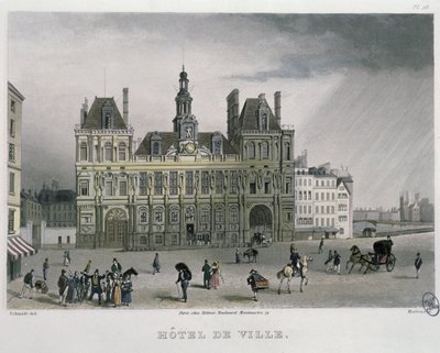 Het stadhuis, Parijs, 1832 door Bernhard Schmidt