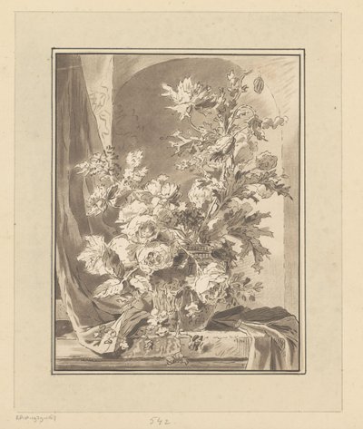 Vaas met bloemen voor een nis door Bernhard Schreuder