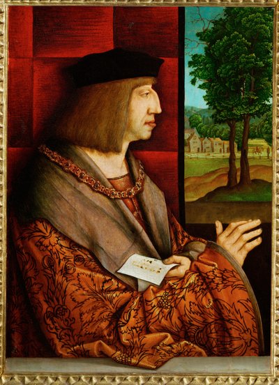 Keizer Maximiliaan I (schilderij op lindehout) door Bernhard Strigel