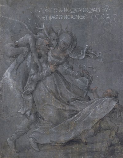 Paar geliefden met de Duivel en Cupido, 1503 door Bernhard Strigel