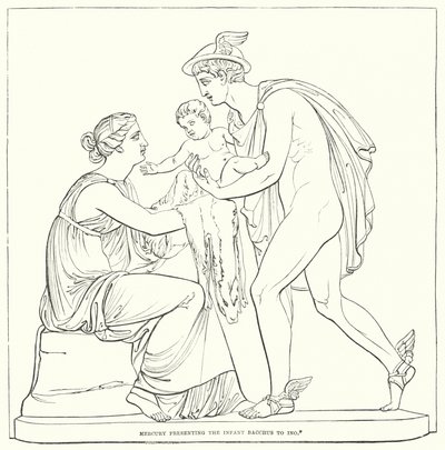 Mercurius presenteert de baby Bacchus aan Ino door Bertel after Thorvaldsen