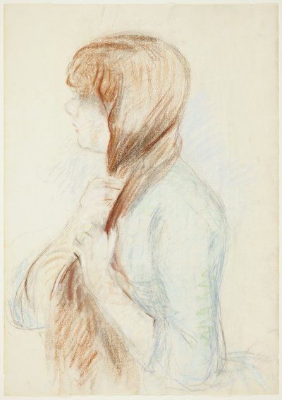 Meisje dat Haar Haar Vlecht (La Natte) door Berthe Morisot