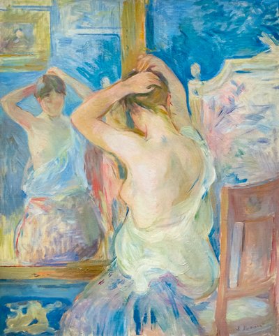 Voor de spiegel door Berthe Morisot