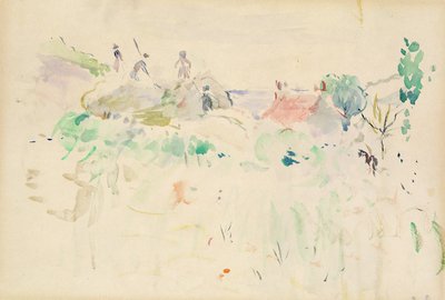 De hooibergen in Jersey, 1886 door Berthe Morisot