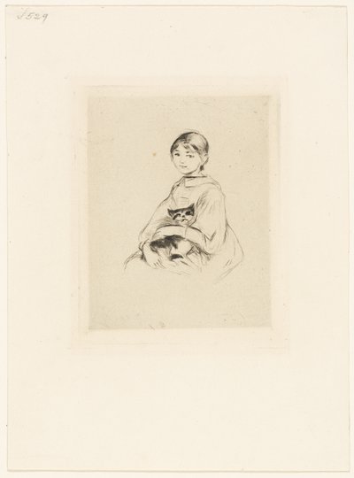 Jong meisje met kat door Berthe Morisot