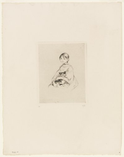 Jong meisje met kat door Berthe Morisot