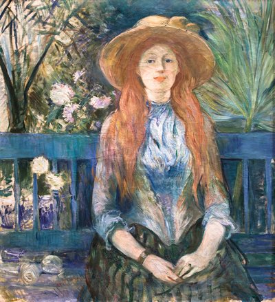 Jong meisje in een park,1888 (olieverf op doek) door Berthe Morisot