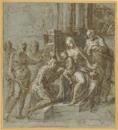 De aanbidding van de Wijzen, c.1525 (pen en inkt) door Biagio Pupini