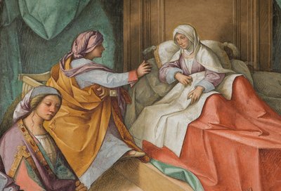 Centrale Schip, Tweede Noord Span, Geboorte van de Maagd, Boccaccio Boccaccino 1514-15, Detail door Boccaccio Boccaccino
