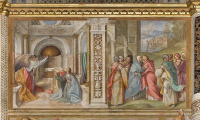 Centrale Schip, Derde Noord Span, Aankondiging, Bezoek, Boccaccio Boccaccino 1516-17 door Boccaccio Boccaccino