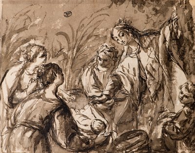 De Dochter van de Farao Ontdekt de Baby Mozes, De Vondst van Mozes door Bolognese School