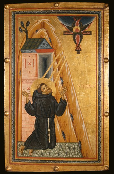 St. Franciscus ontvangt de stigmata, midden 13e eeuw door Bonaventura Berlinghieri