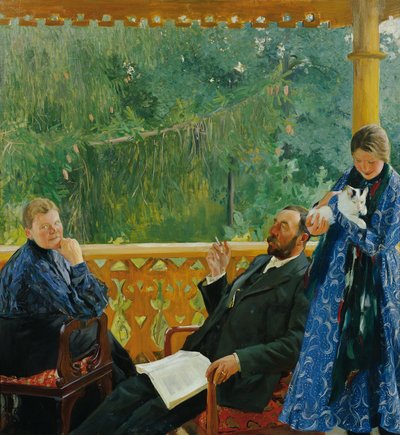 Familieportret (Portret van de familie Polenow) door Boris Mikhailovich Kustodiev