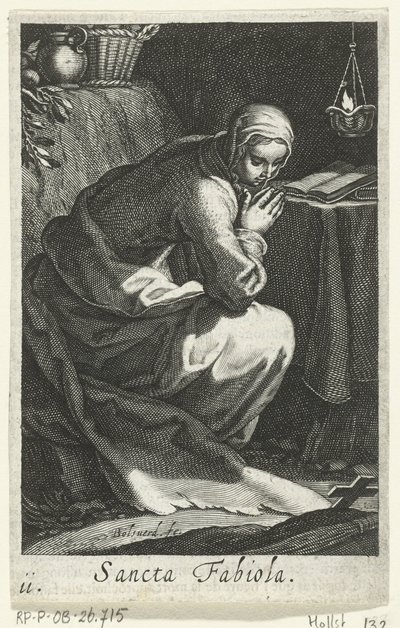 Heilige Fabiola van Rome als kluizenares door Boëtius Adamsz. Bolswert