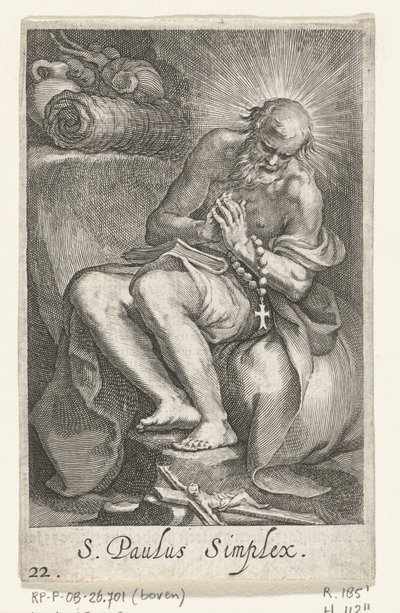 Heilige Paulus van Egypte als kluizenaar door Boëtius Adamsz. Bolswert