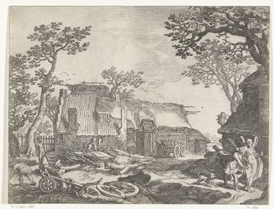 Landschap met boerderij en Tobias en de engel door Boëtius Adamsz. Bolswert