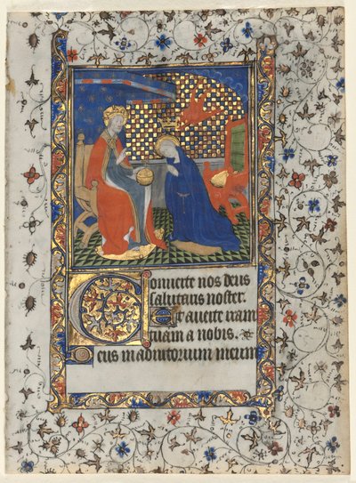 Bifolio uit een Getijdenboek: Kroning van de Maagd, ca. 1415 door Boucicaut Master