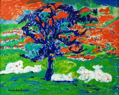 Witte Stieren onder een Boom door Brenda Brin Booker